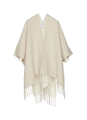 Brunello Cucinelli Aperto Fringe Hem Cashmere Wool Poncho