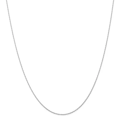 10k White Gold 0.5 mm Carded Cable Rope Chain - Available in Sizes 16-24