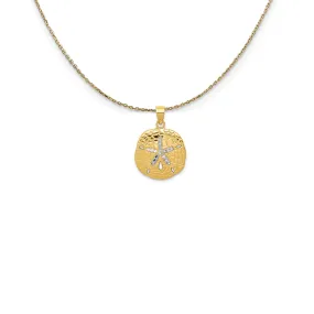 Gold and Rhodium 2-Tone Diamond Cut Sand Dollar Necklace