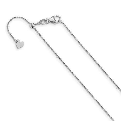 14k White Gold 1.0mm Adjustable Cable Chain - Available in Sizes 22-30