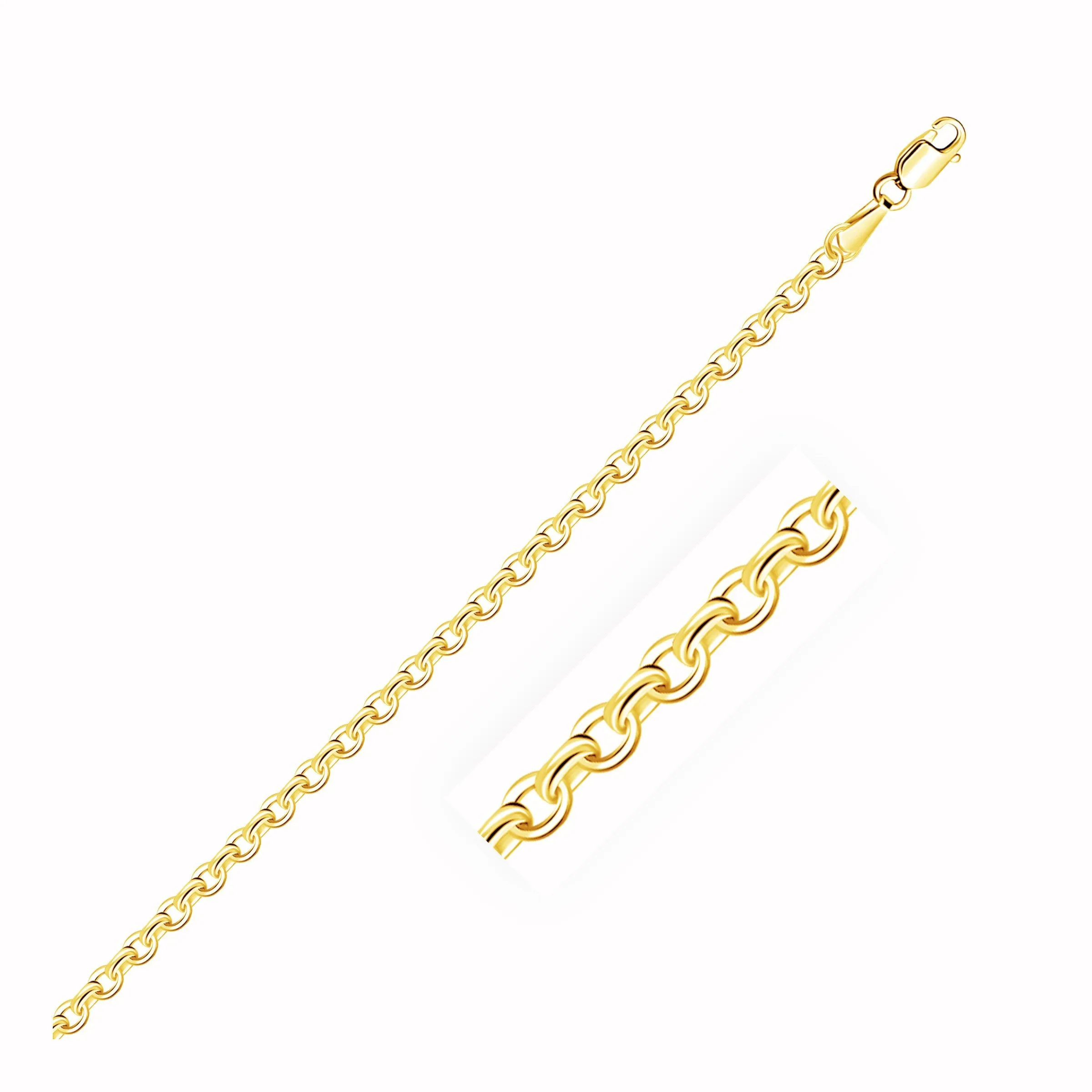 14k Yellow Gold Diamond Cut Cable Link Chain