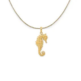 Yellow Gold 3D Seahorse Necklace