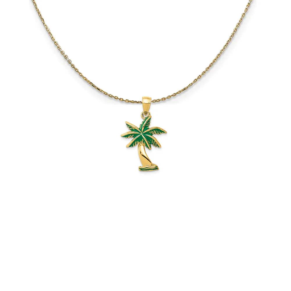 14k Yellow Gold Palm Tree Necklace