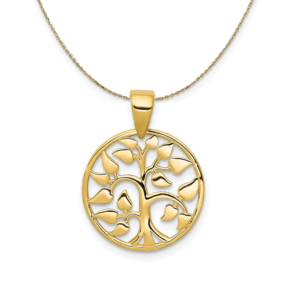 14k Yellow Gold Tree of Life Heart Necklace