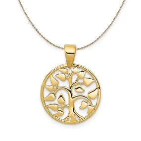 14k Yellow Gold Tree of Life Heart Necklace