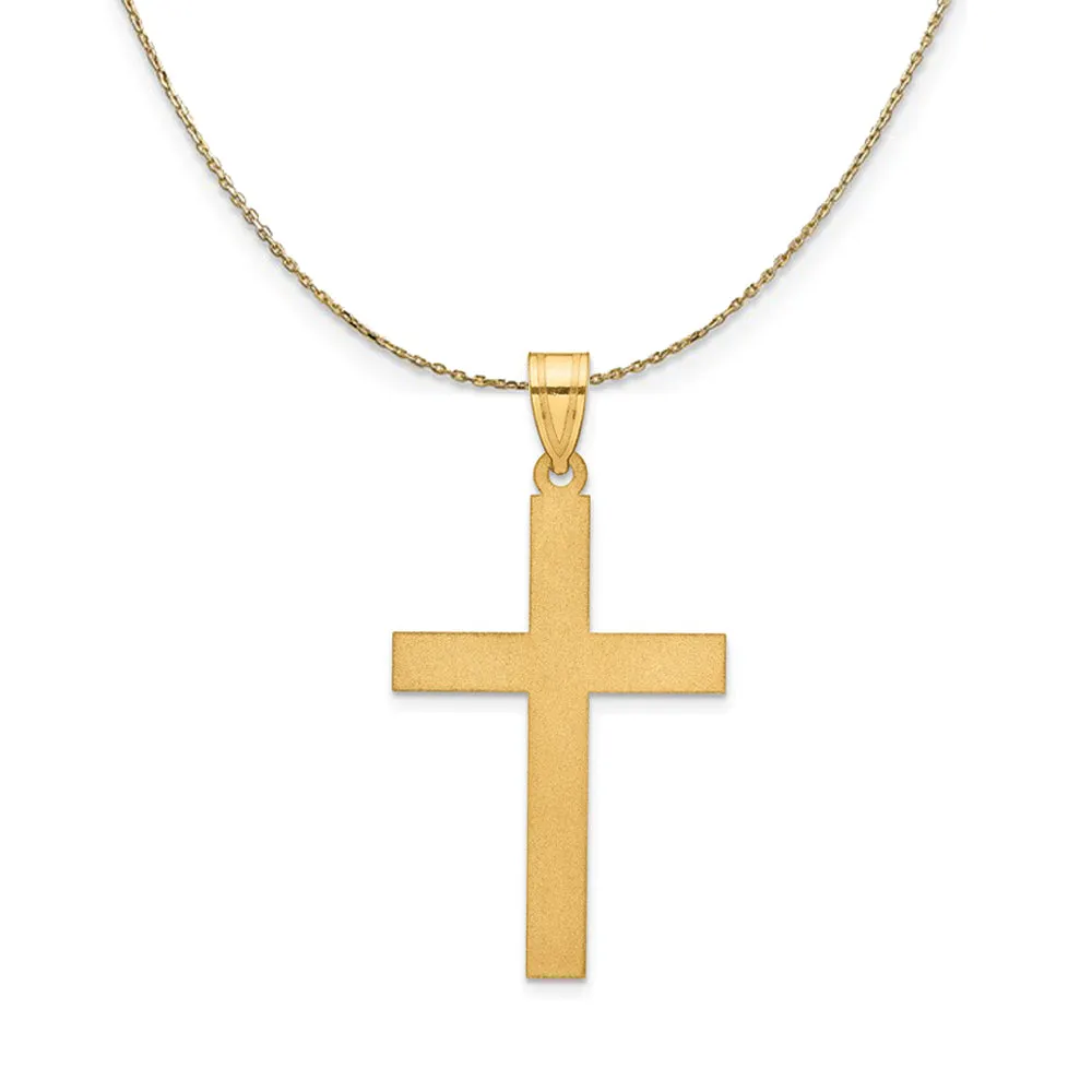 Satin Latin Cross (33mm) Necklace 14k Yellow Gold