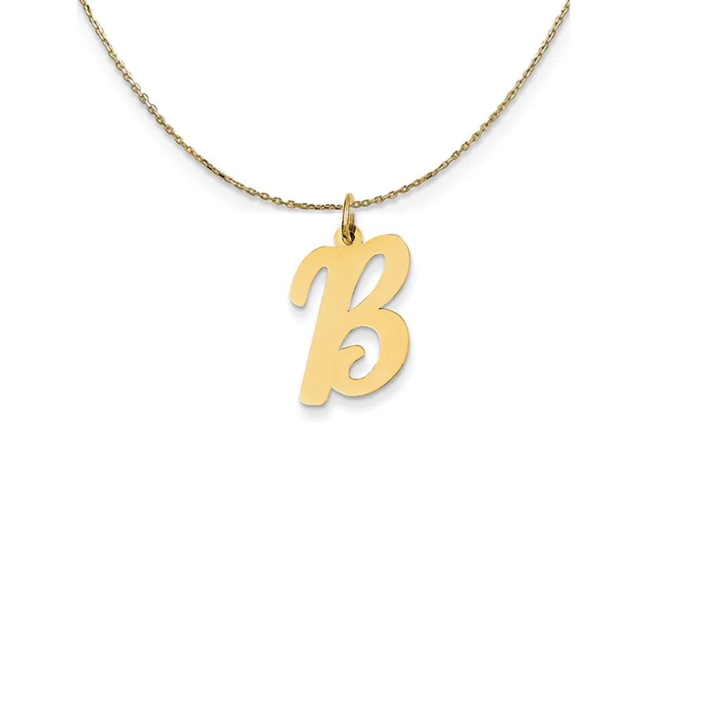 Medium Script B Initial Necklace Gold