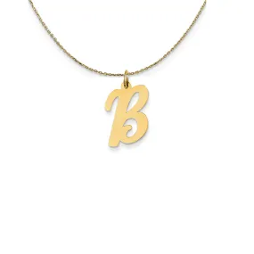 Medium Script B Initial Necklace Gold