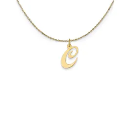 14k Yellow Gold Small Fancy Script Initial C Necklace