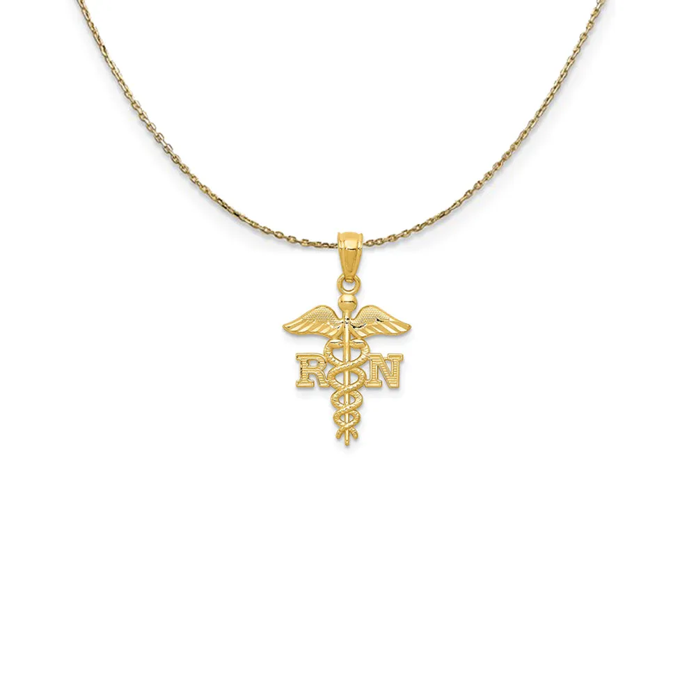 Gold 3D RN Nurse Necklace