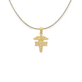 Gold 3D RN Nurse Necklace