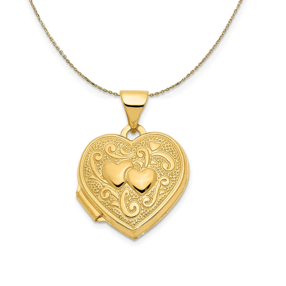 15mm Double Heart Shaped Locket Necklace