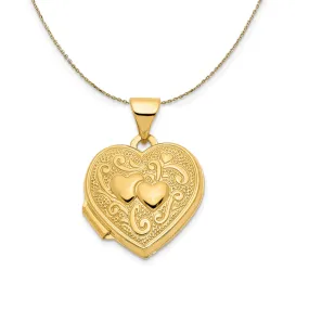 15mm Double Heart Shaped Locket Necklace