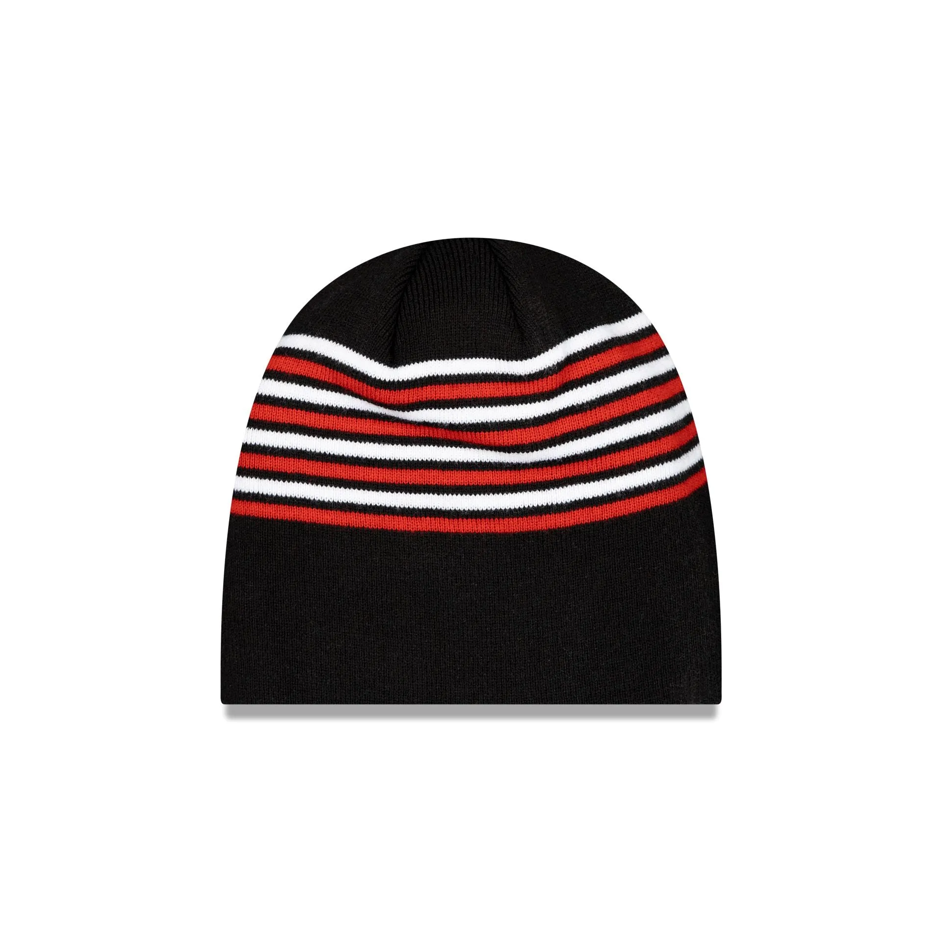 Black AC Milan Striped Knit Beanie Hat