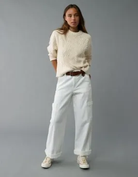 Cropped Cable Knit Sweater by AE