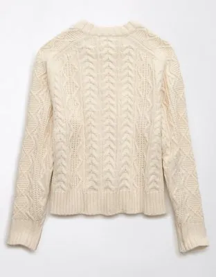 Cropped Cable Knit Sweater by AE