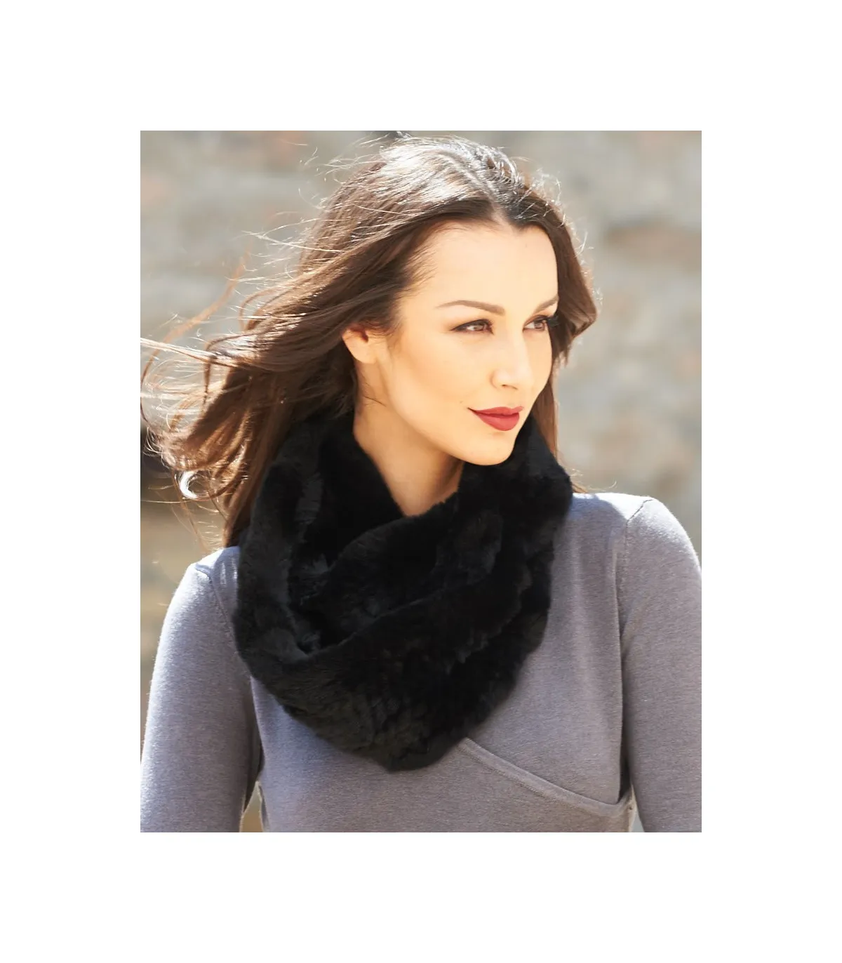 Black Knit Finn Raccoon Fur Scarf