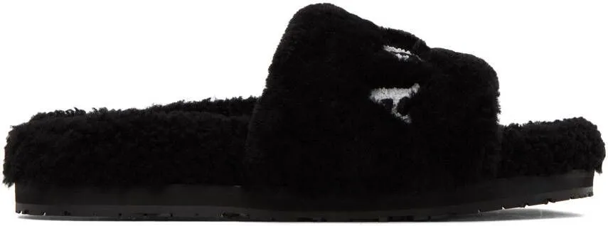 Black Lux AMIRI Shearling Slides