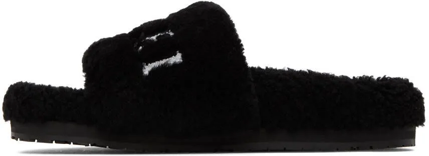 Black Lux AMIRI Shearling Slides