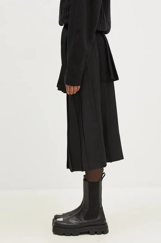 Andersson Bell Black Wool Double Pleated Wrap Skirt