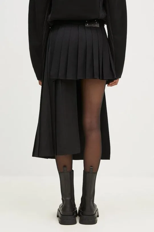 Andersson Bell Black Wool Double Pleated Wrap Skirt