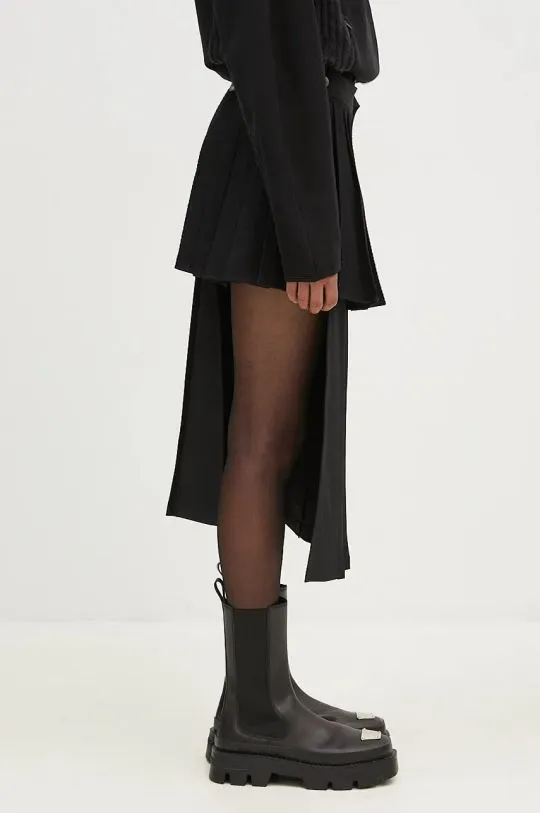 Andersson Bell Black Wool Double Pleated Wrap Skirt