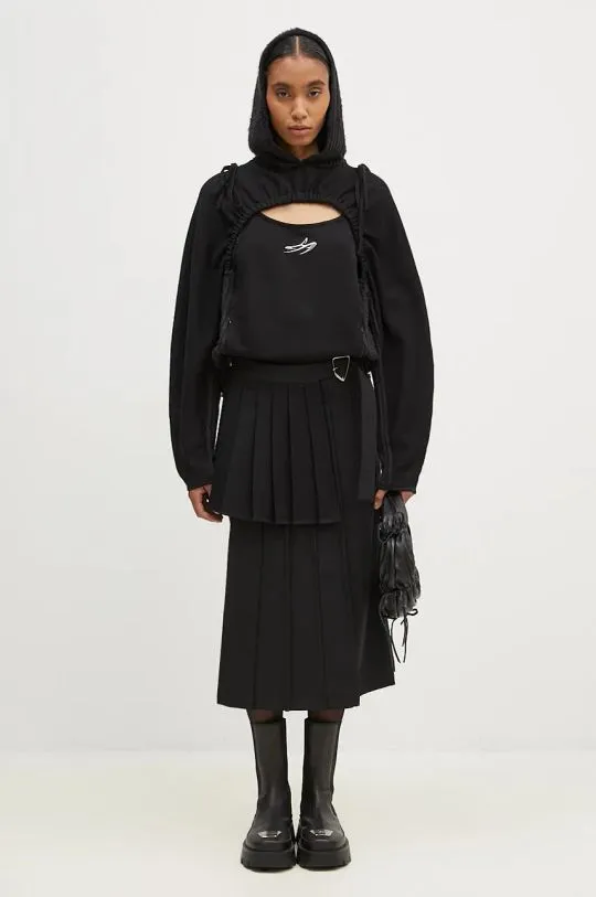 Andersson Bell Black Wool Double Pleated Wrap Skirt