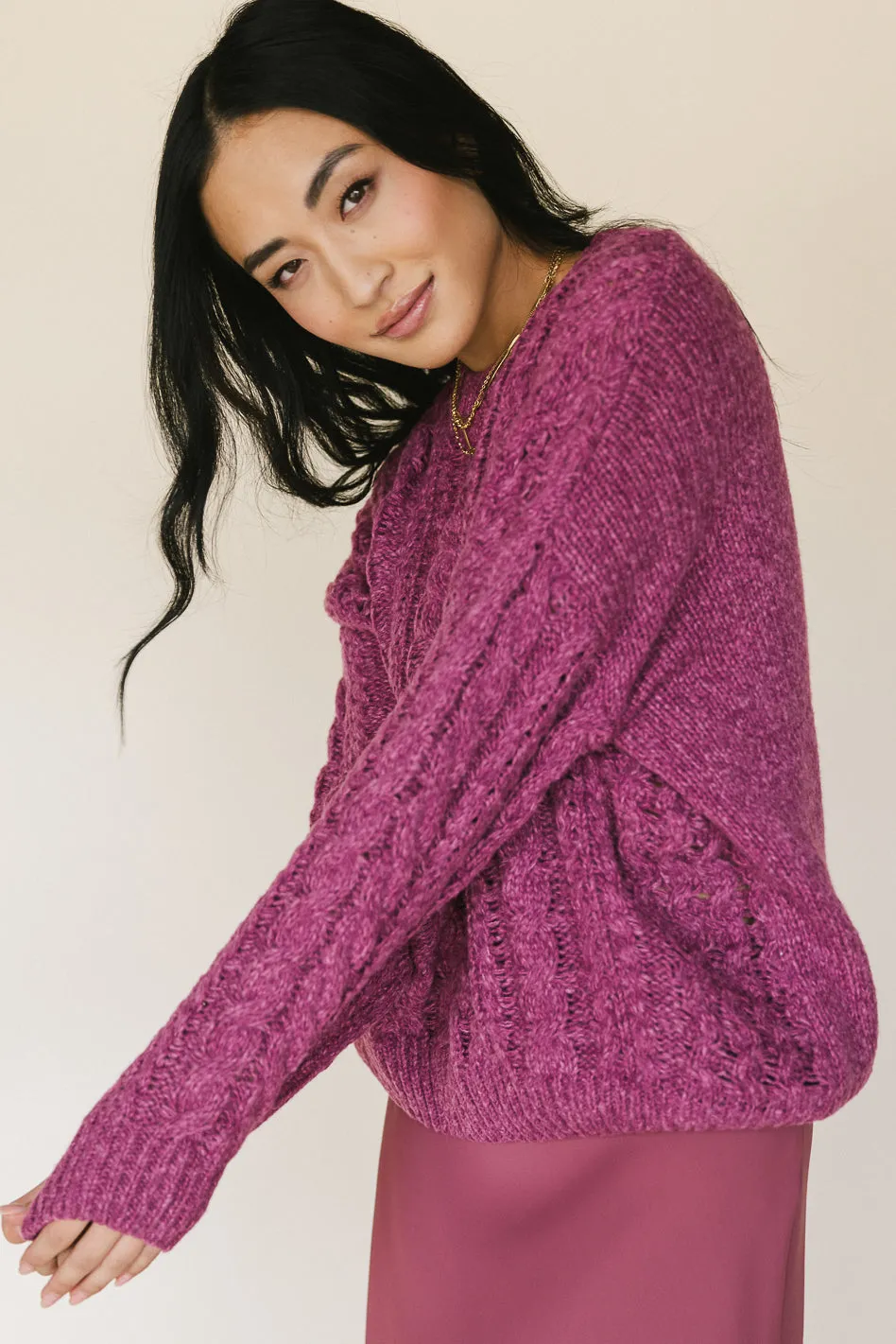 Pink Annie Cable Knit Sweater