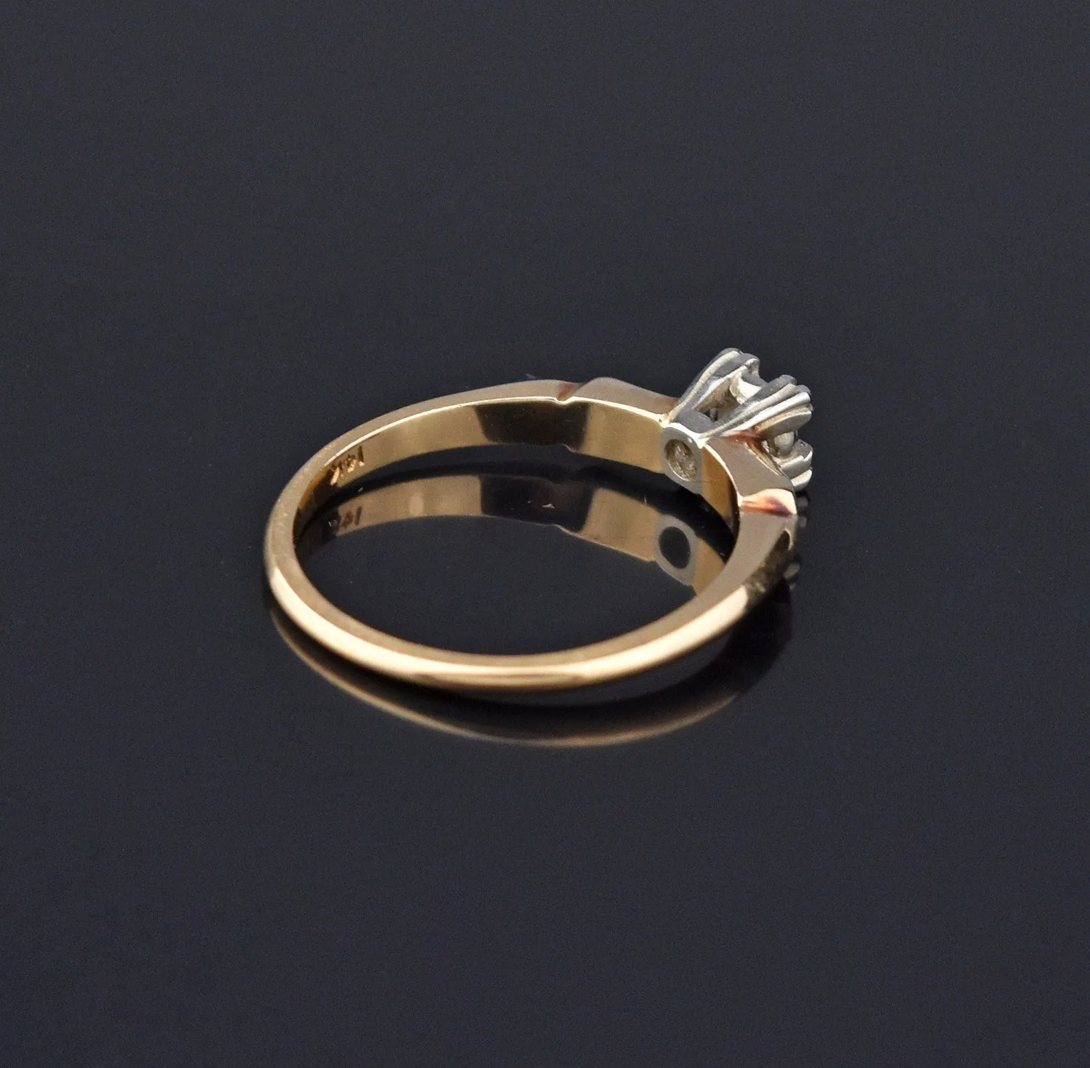 Art Deco Engagement Ring - 14K Gold Diamond - Sz 6.25