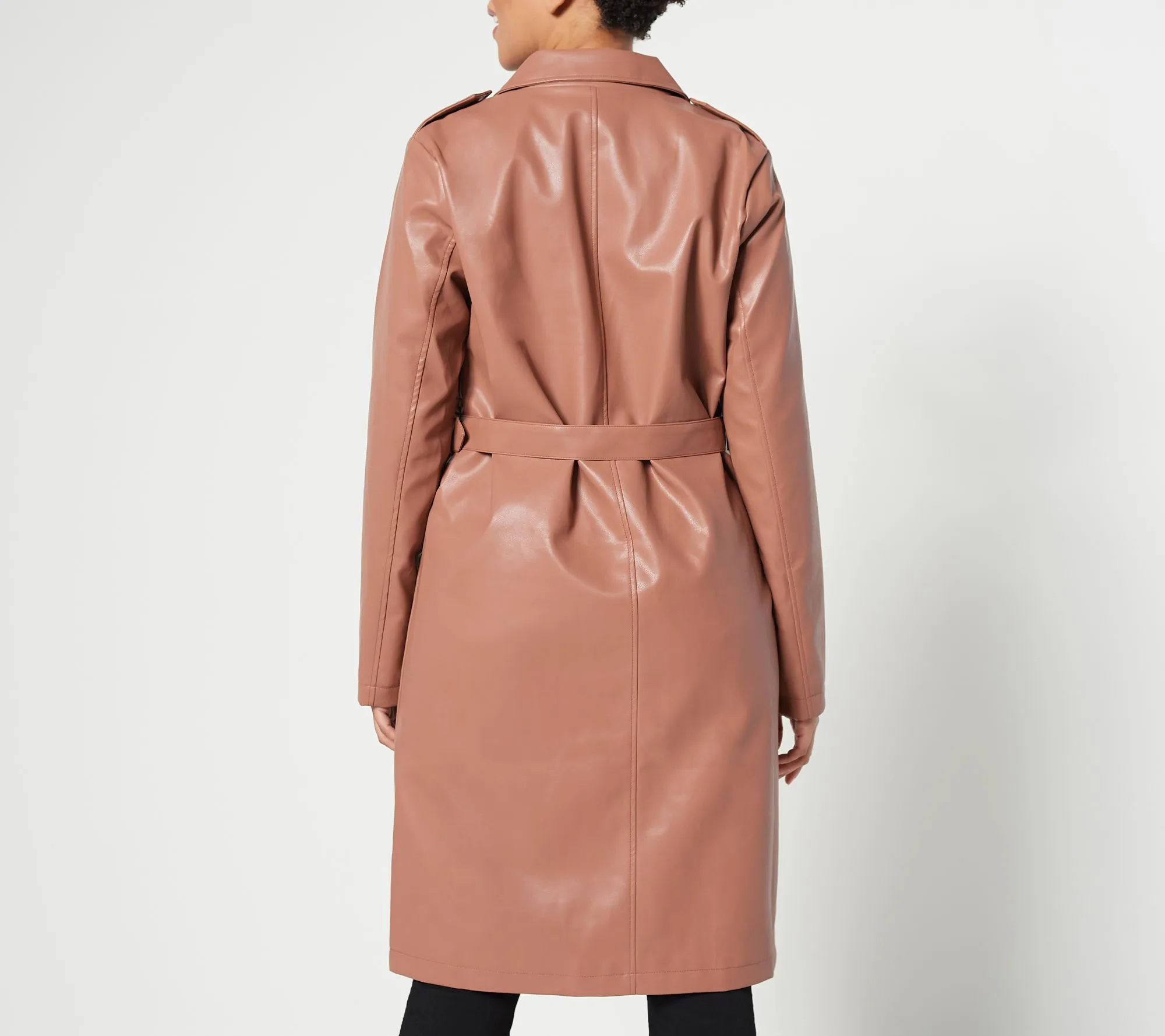 Attitudes by Renee Faux Leather Trench Coat