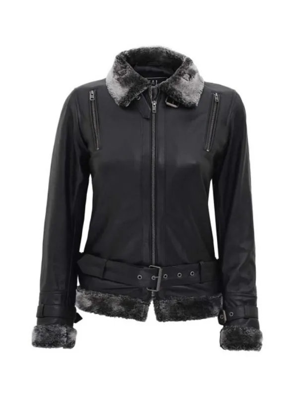 Black Shearling Leather Jacket