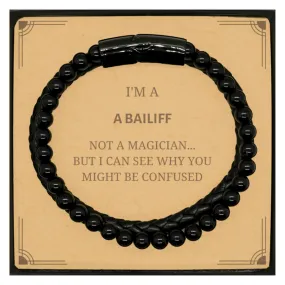 Badass Bailiff Gifts - Stone Leather Bracelets for Bailiff Birthday