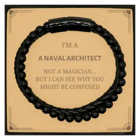 Badass Naval Architect Gifts - Stone Leather Bracelets for Naval Architect Birthday