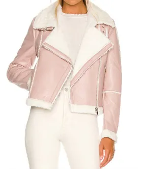 Girls5eva Pink Shearling Leather Jacket