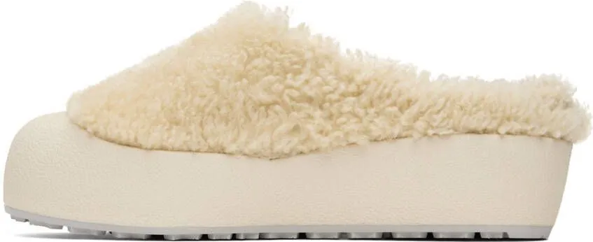 Bally White Shearling Slippers