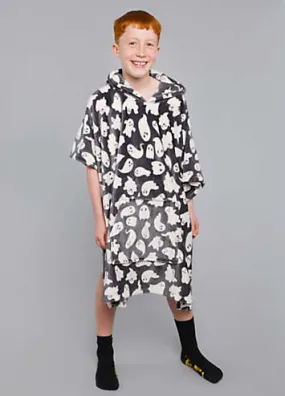 Kaleidoscope Bedlam Spooky Ghosts Kids Fleece Poncho