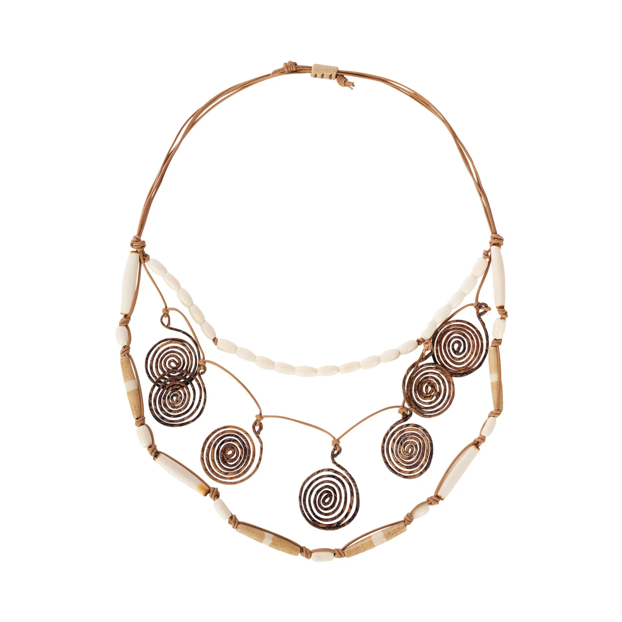 Beige Namibia Leather Necklace