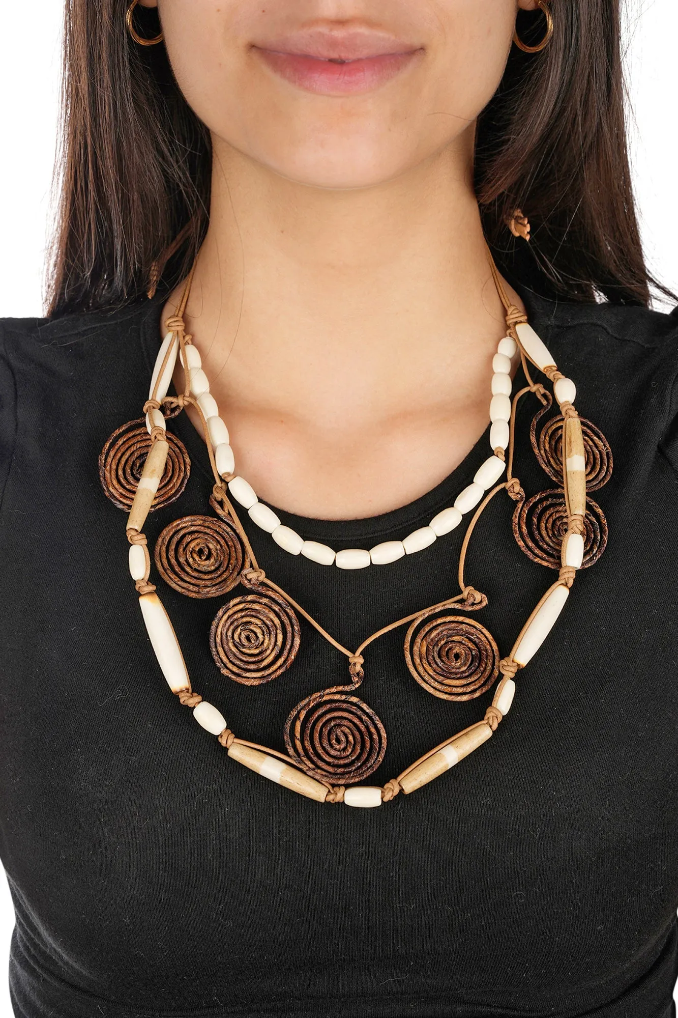 Beige Namibia Leather Necklace