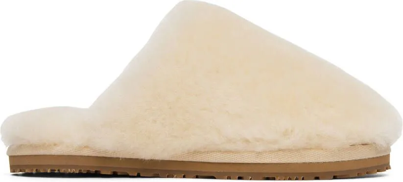 Beige Sheepskin Fur Slippers by Mou