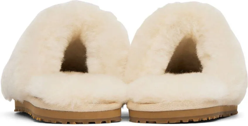 Beige Sheepskin Fur Slippers by Mou