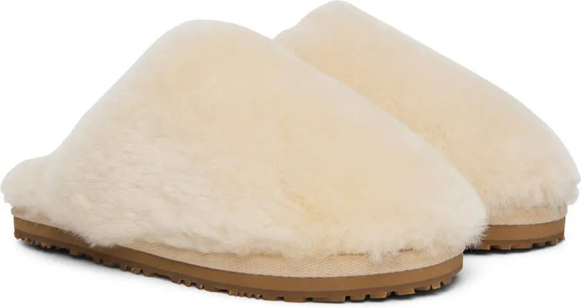 Beige Sheepskin Fur Slippers by Mou