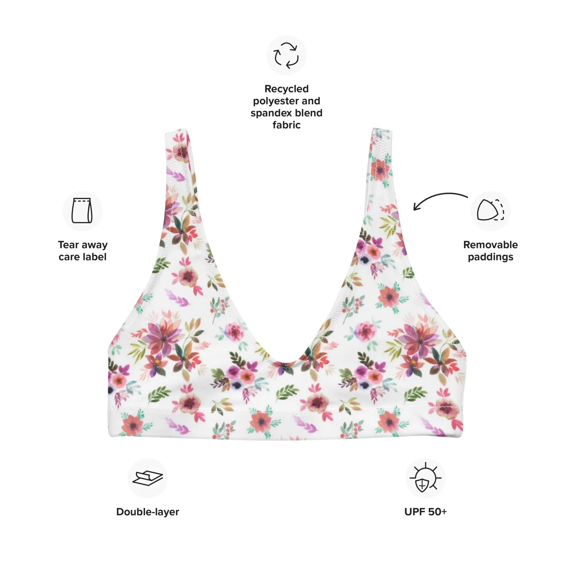 Paris Bloom Eco Padded Bikini Top