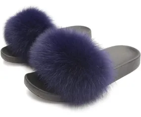 Berry Polar Fox Fur Slippers