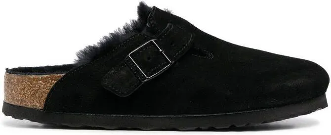 Birkenstock Black Shearling Slippers