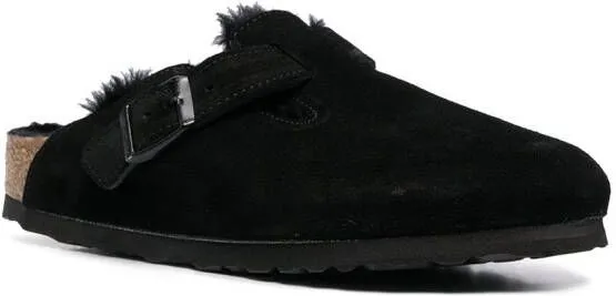 Birkenstock Black Shearling Slippers