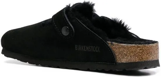 Birkenstock Black Shearling Slippers