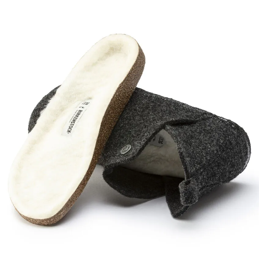 Birkenstock Unisex Andermatt Shearling Slippers - Anthracite **Narrow Width**