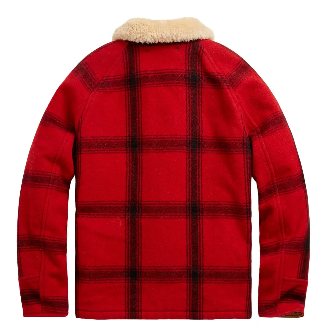 Fashionable Plaid Wool Jacket with Shearling Collar