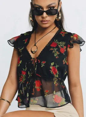 Wiley Black Floral Top