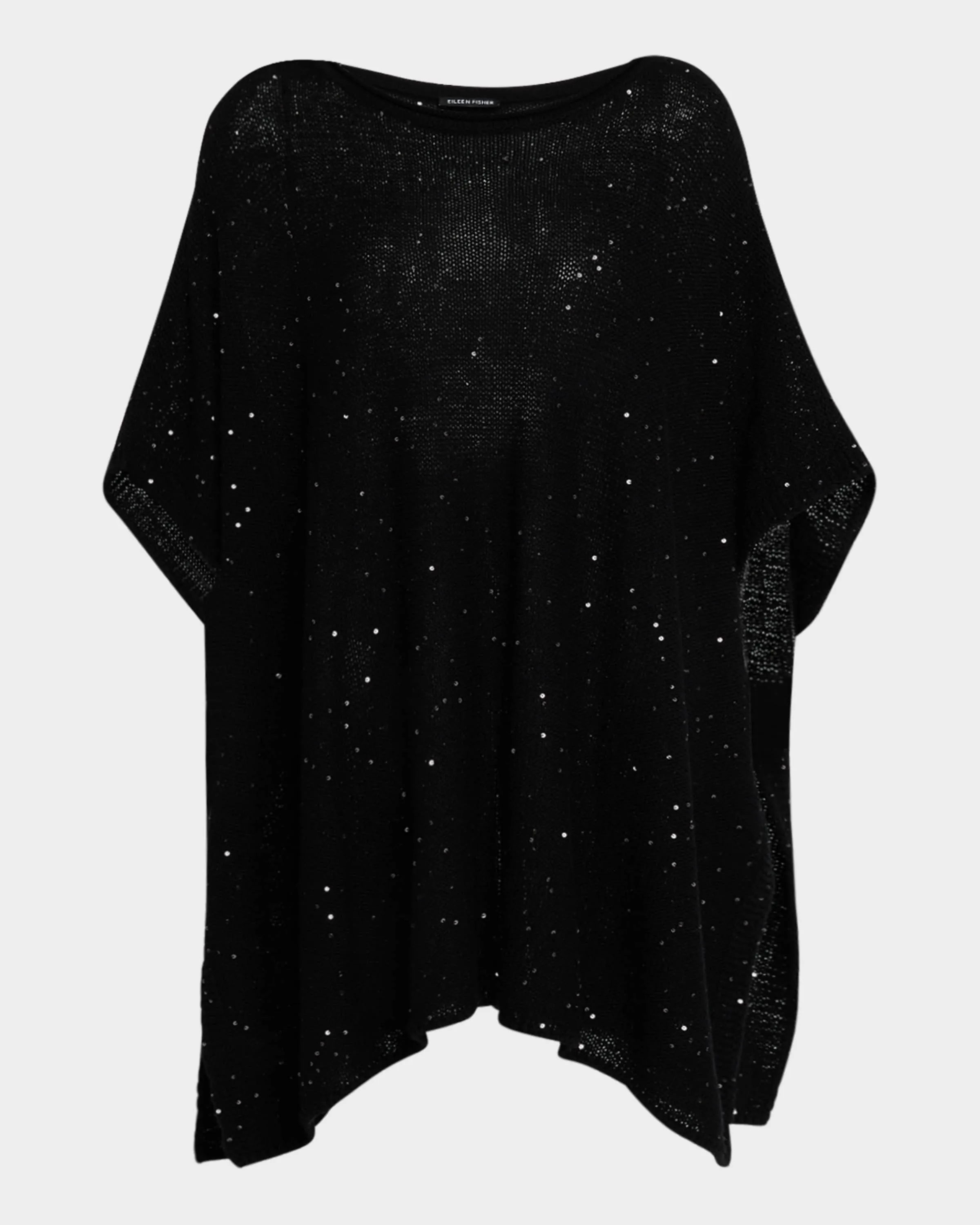 Black Sequin Knit Merino Wool Wrap